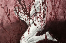 Florence Hasard: Drawing, nude and red paint as injury.