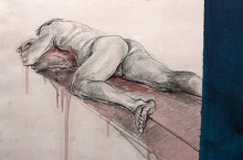 Florence Hasard: Drawing, nude and red paint as injury.