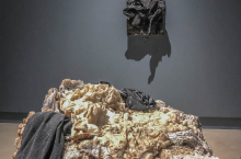 Wax and tar casts - installation view "Prototypes of Dirty Laundry "